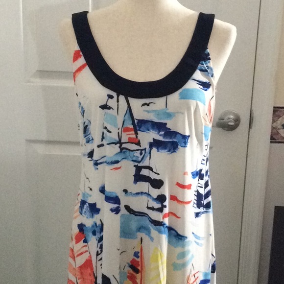 Chaps Sailboat A-line Print Dress - Picture 4 of 12
